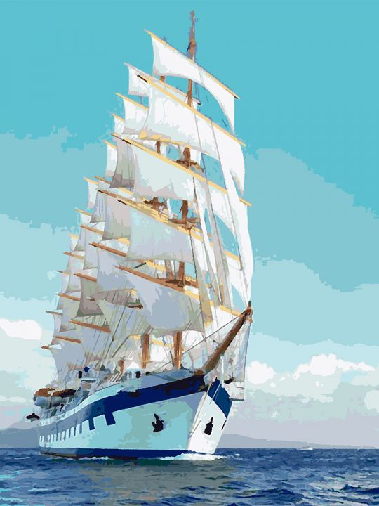 Картина по номерам без подрамника «Парусник» 80x60 см