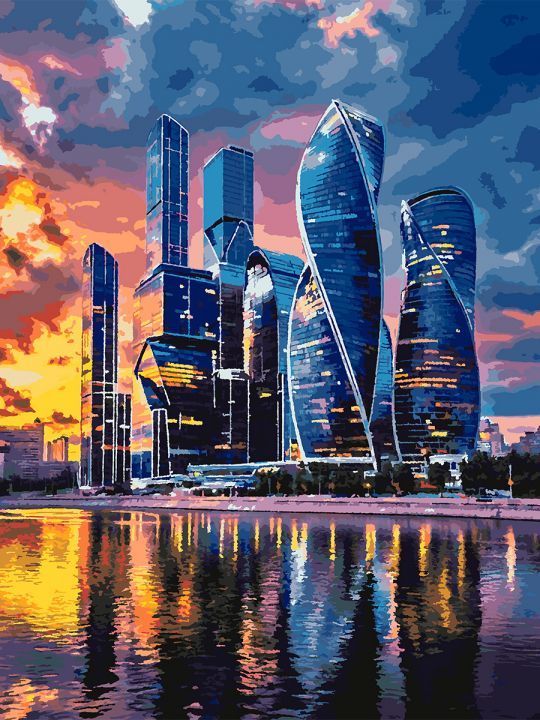 Картина по номерам без подрамника «Мегаполис» 80x60 см