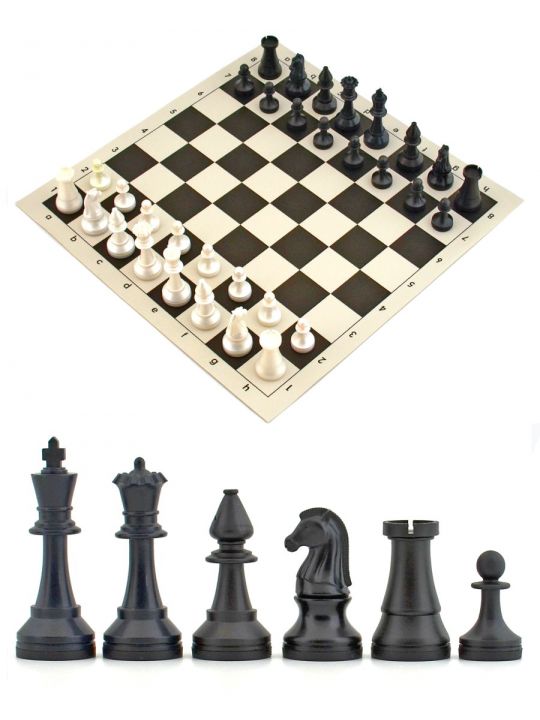 Шахматы «Турнирные» черно-белая виниловая доска 51x51 см