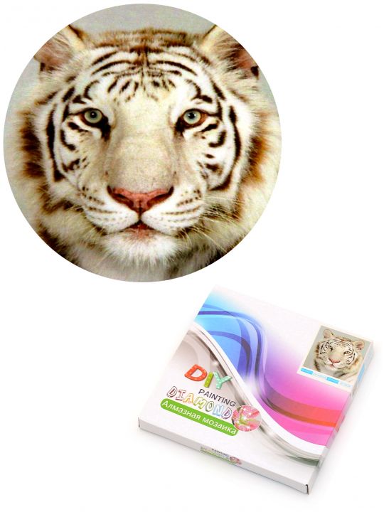 Алмазная мозаика на подрамнике «Белый тигр» 