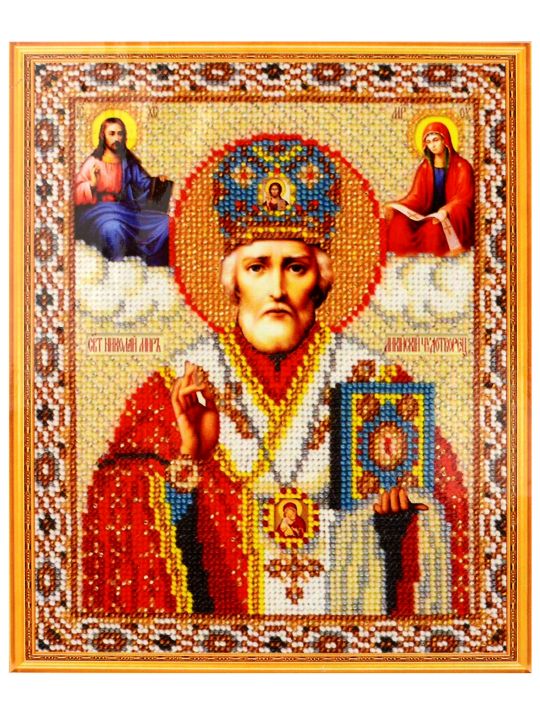 Алмазная мозаика на подрамнике «Николай Чудотворец» икона