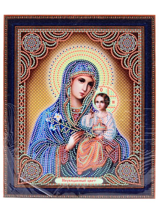 Алмазная мозаика на подрамнике «Божией Матери. Неувядаемый цвет» икона
