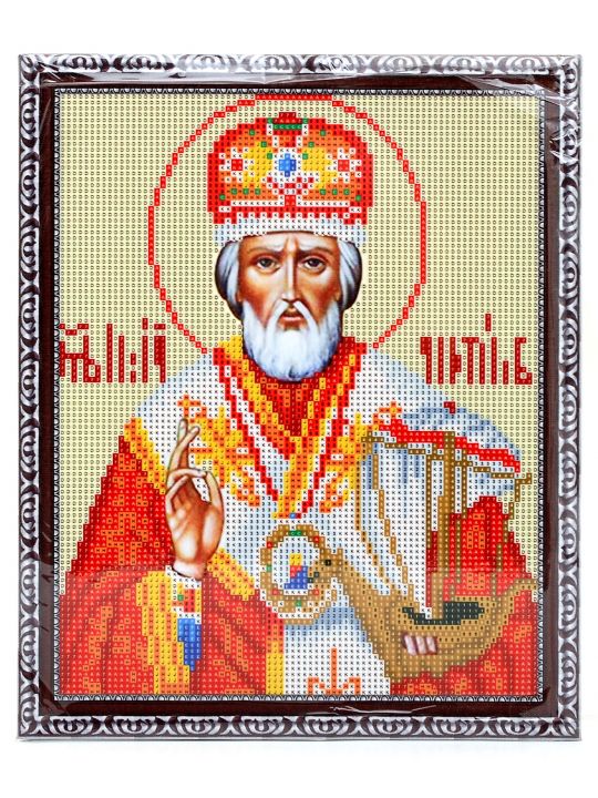 Алмазная мозаика на подрамнике «Святой Николай Чудотворец» икона
