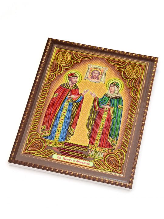 Алмазная мозаика на подрамнике «Пётр и Феврония Муромские» икона