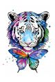 Алмазная мозаика «Тигр и бабочка» 