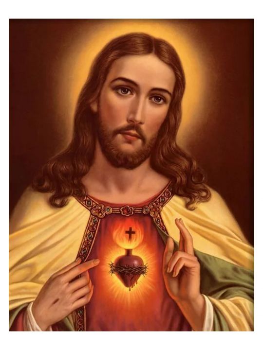 Алмазная мозаика на подрамнике «Пресвятое сердце Иисуса» икона