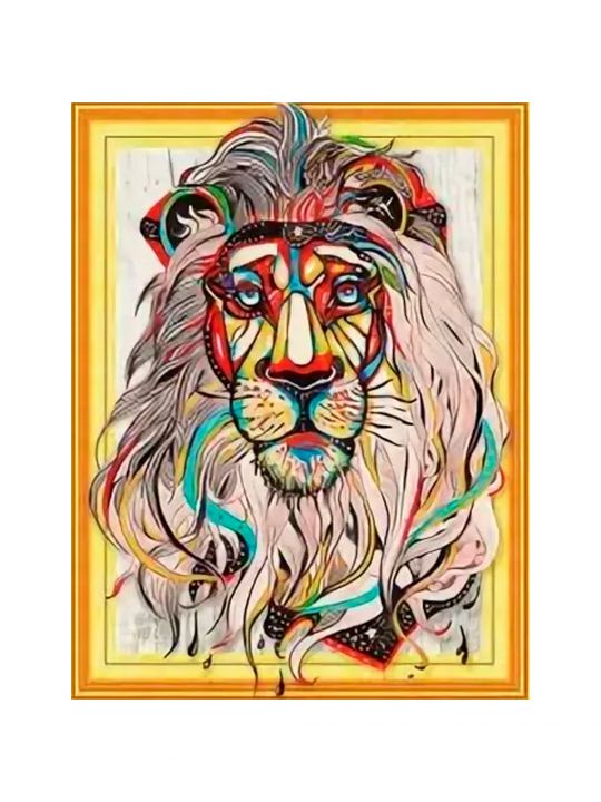 Алмазная мозаика на подрамнике «Индийский лев»