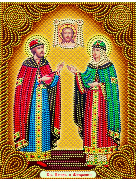 Алмазная мозаика на подрамнике «Пётр и Феврония» икона