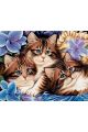 Алмазная мозаика «Котята в цветах» 