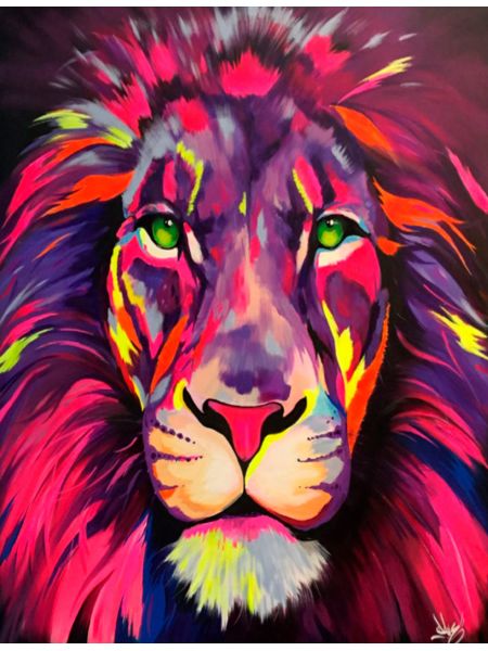 Картина по номерам  на подрамнике «Радужный лев» 