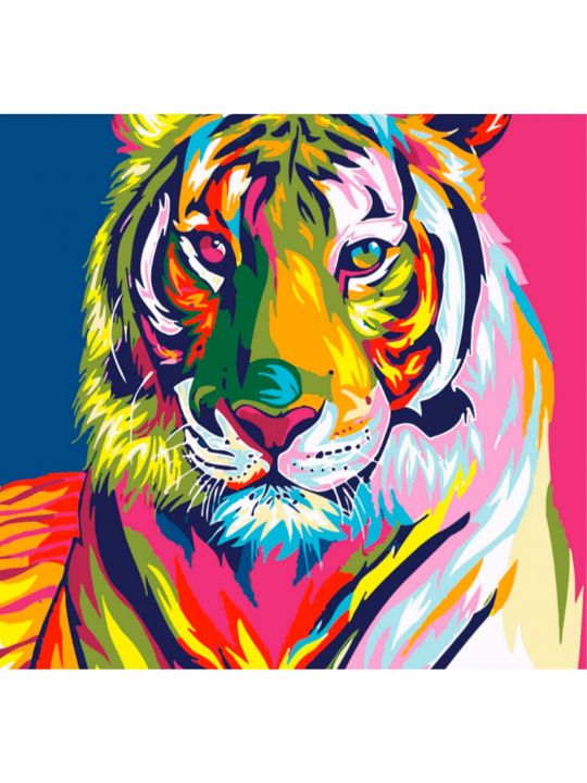 Картина по номерам  на подрамнике «Тигр в красках» 