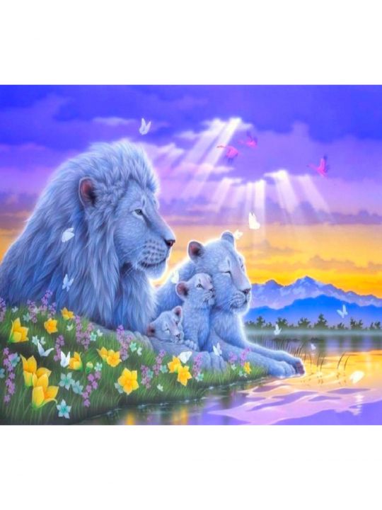 Картина по номерам  на подрамнике «Фантастический мир львов» 