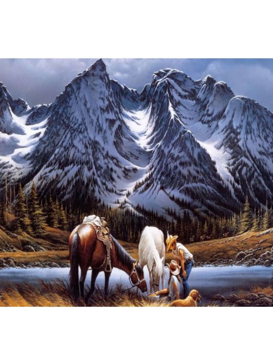 Набор для вышивания бисером «Лошади и горы»