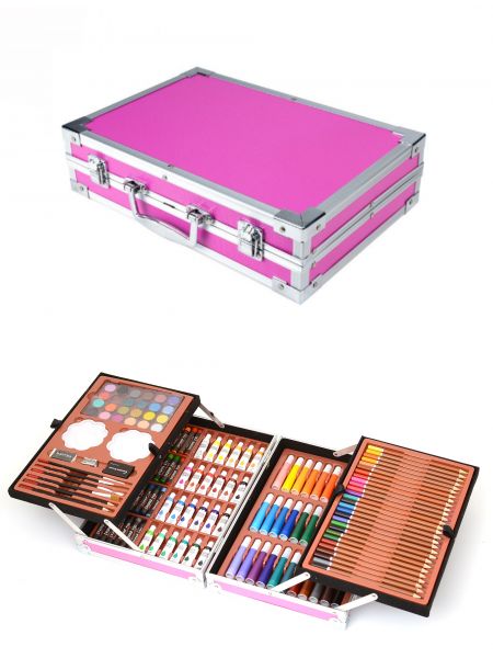 Набор для рисования в кейсе «Юный художник» 147 предметов розовый