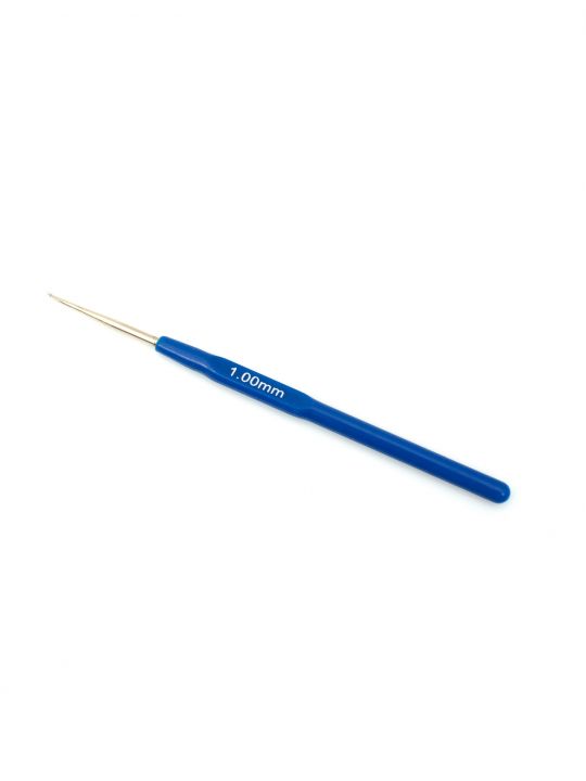 Крючок для вязания металлический с пластиковой ручкой, диаметр 1 мм, длина 14 см