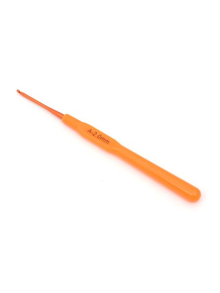 Крючок для вязания металлический с пластиковой ручкой , диаметр 2 мм, длина 14 см