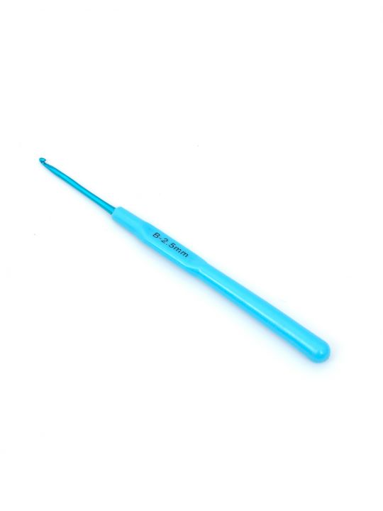 Крючок для вязания металлический с пластиковой ручкой , диаметр 2,5 мм, длина 14 см