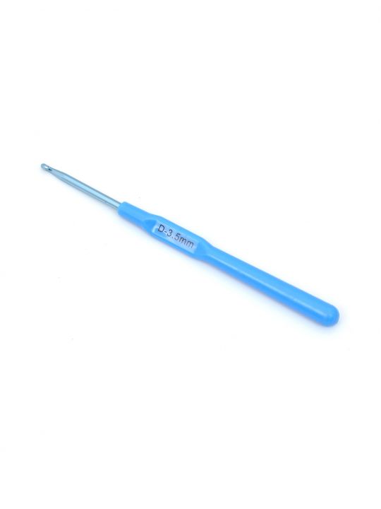 Крючок для вязания металлический с пластиковой ручкой , диаметр 3,5 мм, длина 14 см