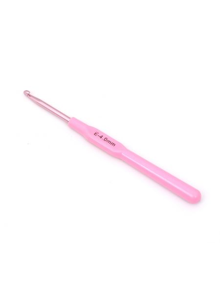Крючок для вязания металлический с пластиковой ручкой , диаметр 4 мм, длина 14 см
