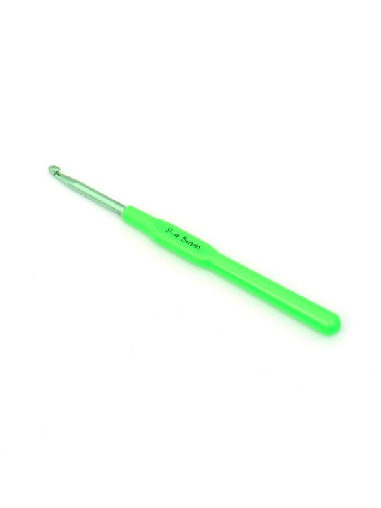 Крючок для вязания металлический с пластиковой ручкой , диаметр 4,5 мм, длина 14 см
