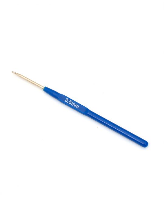 Крючок для вязания металлический с пластиковой ручкой, диаметр 3,5 мм, длина 14 см