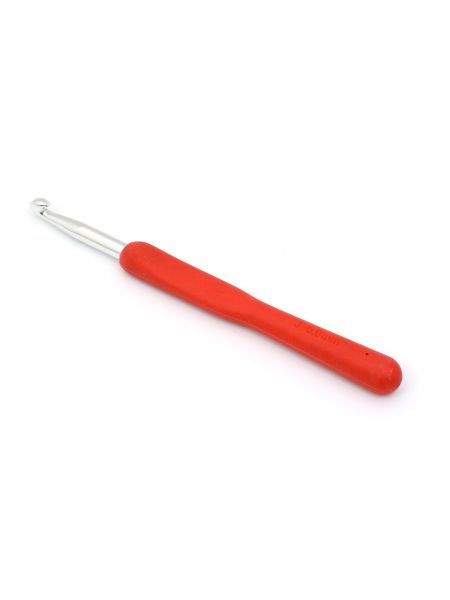 Крючок для вязания металлический с эргономичной резиновой ручкой , диаметр 6 мм, длина 14 см