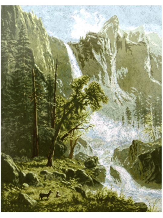 Набор для вышивания крестом «Водопад в горном лесу» 
