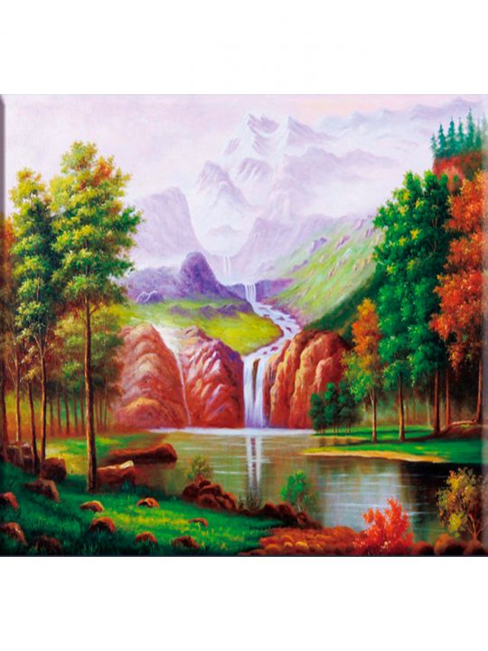 Алмазная мозаика на раме со стеклом «Сказочный водопад» подарочный вариант