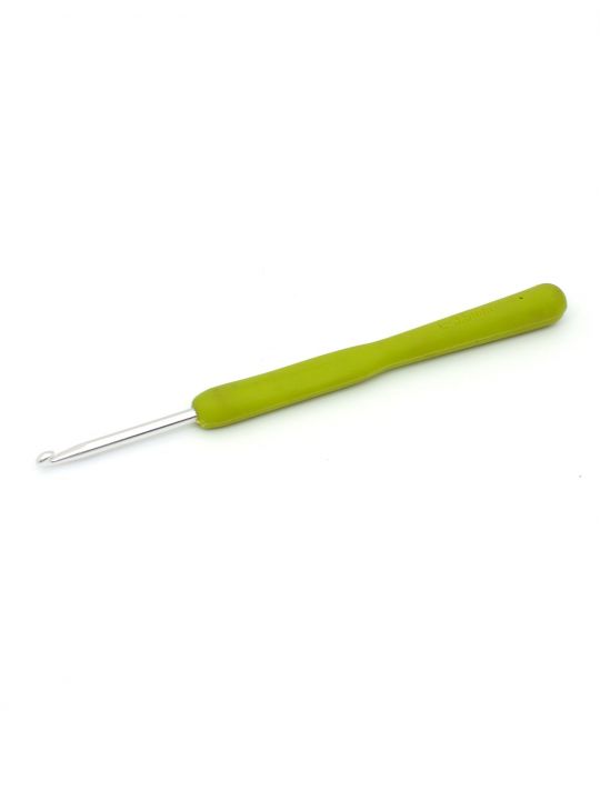 Крючок для вязания металлический с эргономичной резиновой ручкой , диаметр 3,5 мм, длина 14 см