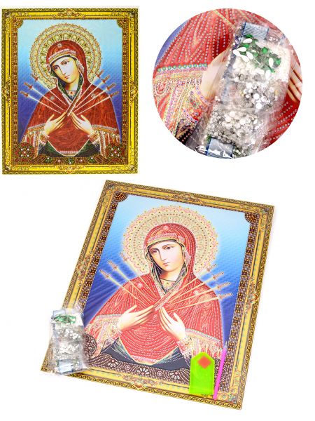 Алмазная мозаика на подрамнике «Божией Матери Семистрельная» икона
