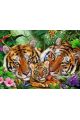 Алмазная мозаика на подрамнике «Тигриная семья» 