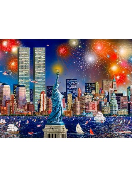 Алмазная мозаика на подрамнике «Праздник над Нью-Йорком» 