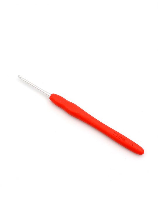 Крючок для вязания металлический с эргономичной резиновой ручкой , диаметр 2,5 мм, длина 14 см