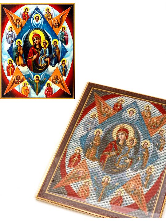 Алмазная мозаика на подрамнике «Богородица и Евангелисты» икона