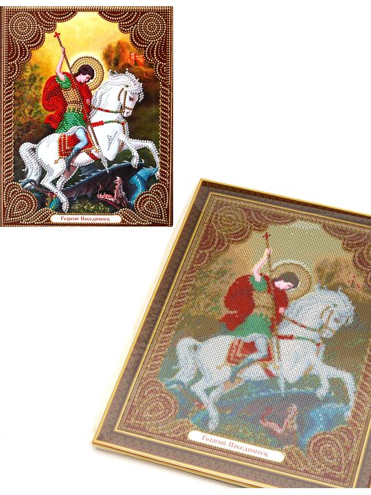 Алмазная мозаика на подрамнике «Святой Георгий Победоносец» икона
