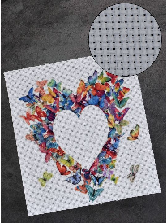Канва цветная «Сердце из бабочек №14» 30 x 26 см.