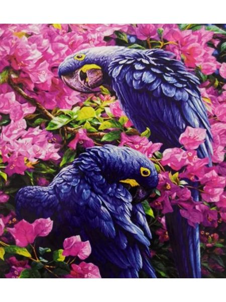 Алмазная мозаика «Попугаи в цветах» 