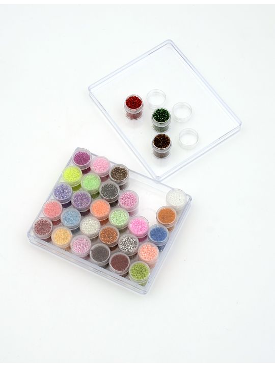 Бисер набор из 30 баночек «Glass bead» размер 12, фасовка по 15 гр