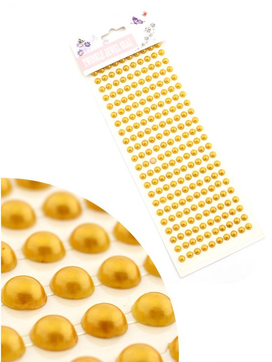 Стразы для рукоделия «Жемчужные полоски золотые» самоклеящиеся 8 мм.