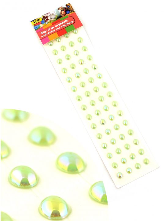 Стразы для рукоделия «Перлы зелёные» самоклеющиеся 6 мм.