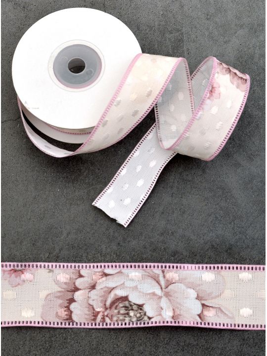 Лента ажурная 25 мм «Волшебные цветы», бледно-розовая 9 м