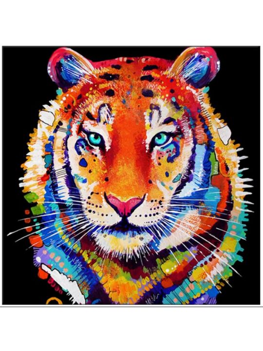 Алмазная мозаика на подрамнике «Красочный тигр» 