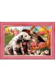 Картина по номерам на подрамнике «Щенок и котёнок на пикнике» холст, 40 x 30 см
