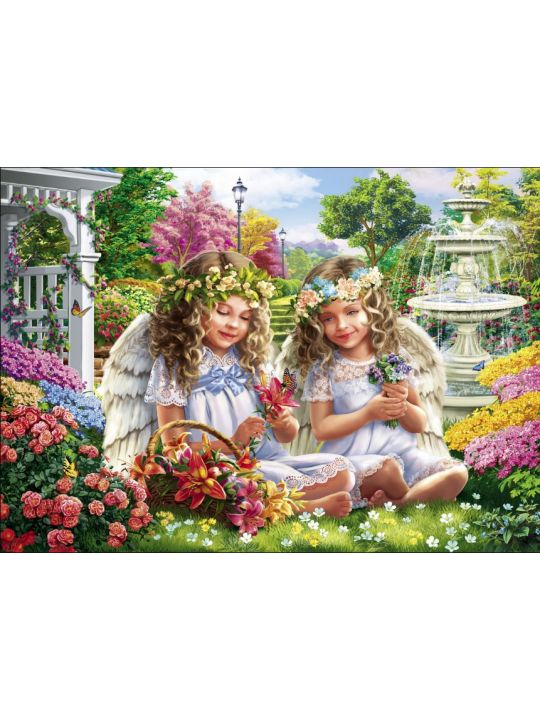 Картина по номерам на подрамнике «Милые ангелочки в саду» холст, 50 x 40 см