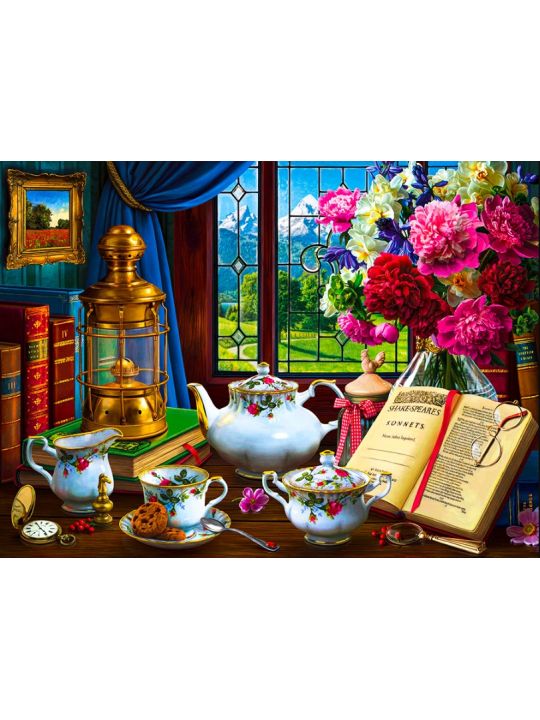 Картина по номерам на подрамнике «Чаепитие за интересной книгой» холст, 50 x 40 см