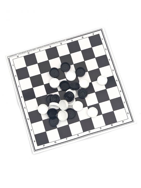 Шашки с шахматным полем в блистере 30x30
