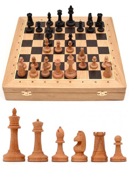 Шахматы «Купеческие» ларец классический дуб 40 см