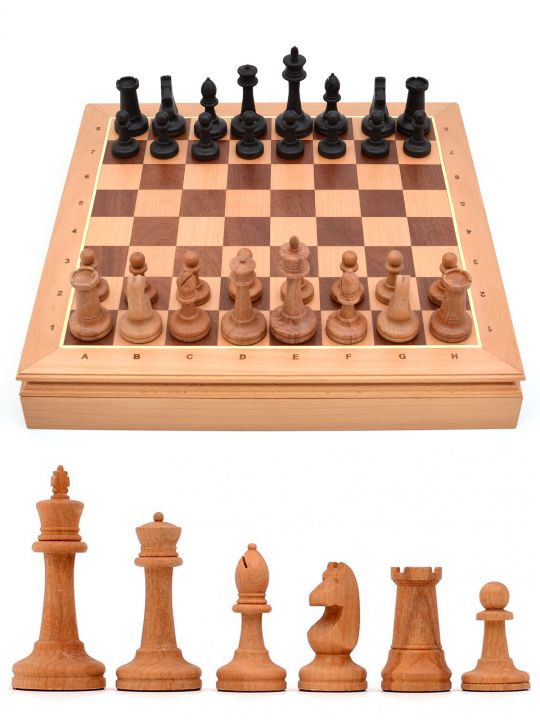 Шахматы «Купеческие» утяжелённые, ларец дворянские бук 45 см