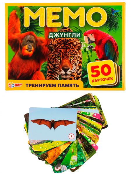 Мемо «Джунгли» 50 карточкек с буклетиком