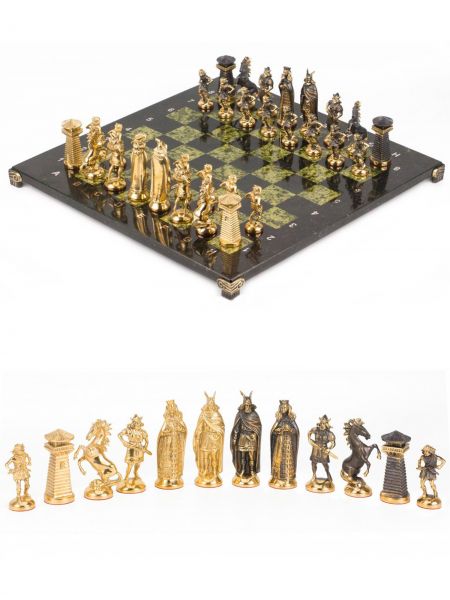 Шахматы бронзовые с каменной доской «Викинги» 40х40 см